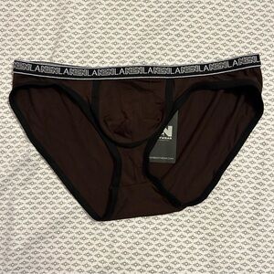 N2N Bodywear Chocolate Brown Brushed Rayon High Cut Briefs Large NWT